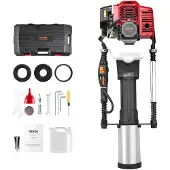 Vevor 52cc bensindriven T-stolpsdrivare, 2-taktsmotor bensindriven stängselpålningsmaskin, 1400W bärbar påldrivare med 3-stolps drivhuvud (49/69/100 mm), för gård, ranchstängsel, vägförbättringar