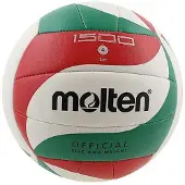 Molten V4M1500, Grön, Röd, Vit, Läder, Syntetisk, 18-panel ball, Inomhus & utomhus, Mönstrad, Unisex