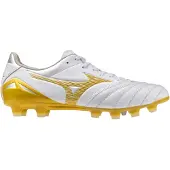 Mizuno Morelia Neo IV Pro FG Bright Gold - Vit/Guld/Grå - Gräs (FG), storlek 43