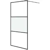 vidaXL Duschvägg svart 100x195 cm halvfrostat ESG-glas