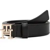 Tommy Hilfiger TH Monogram Leather Plaque Buckle Belt