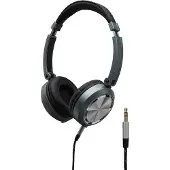 Monacor MD-460 Over Ear hörlurar Sladd Svart, Silver Vändbara kåpor, Hopfällbara
