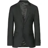 Hackett London för män. HM441678 Amerikansk ullkavaj enfärgad mörkgrå (36/32), Casual, Klassisk