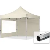 TOOLPORT 3x3m snabbtält, Professional aluminium, med sidodelar (panoramafönster), champagne