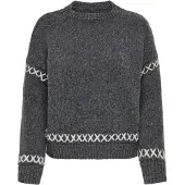 ONLY Tröja 'ONLAmanda' mörkgrå / vit