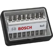 Bosch Robust Line 2607002558 Bit-Set 8 delar Stjärnspår Phillips, Stjärnspår Pozidriv