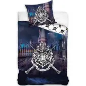 MCU Harry Potter Hogwarts blåtonat sängkläder 100 % bomull