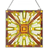 Vevor Glaspanel i målat glas, 501 x 527 mm, hängande överljuspanel i Tiffany-stil med kedja, stor vertikal rektangulär glaspanel i färgat glas, traditionellt hantverk för kök och heminredning