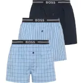 BOSS för män. 50480034 Förpackning med 3 boxershorts i blå eller marinblå väv (XL), Hemkläder, Bomull