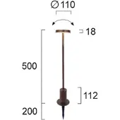 VIOKEF LED pollare Tango, Brun / rost, Aluminium / grå / zink, Modern, LED-utomhuslampa