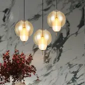 VIOKEF Glas pendellampa Adol, Aluminium / grå / zink, Vardagsrum / matsal, Glas, Pendellampa