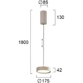 VIOKEF Pendellampa Denver, Creme / bärnsten, Vardagsrum / matsal, Aluminium / grå / zink, Modern