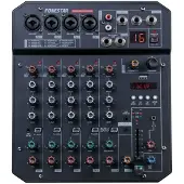 Fonestar MIX-6LIVE - 6-kanals stereomixer med live streaming-funktion, svart