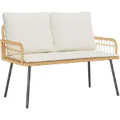 vidaXL Trädgårdsbänk med kudde Brun 114 x 64 x 78cm Metall