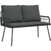 vidaXL Trädgårdsbänk med kudde Antracit 114 x 64 x 90cm Stål