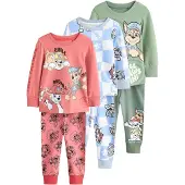 Next Pyjamas 'Snuggle' ljusblå / pastellgrön / röd / svart