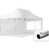 TOOLPORT 3x6 m snabbtält, Professional aluminium, med sidodelar (panoramafönster), vit