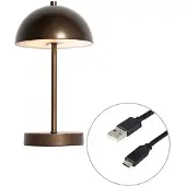 QAZQA Bordslampa för utomhusbruk mörkbrons uppladdningsbar inkl. LED 3-stegs dimbar - Keira