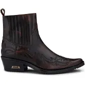 Infinity Leather Svarta/bruna Winklepicker Cowboy Ankelkängor för herrar