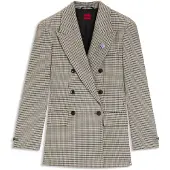 HUGO Relaxed-fit blazer with micro houndstooth