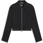 BOSS Regular-fit zip-up jacket in crepe fabric