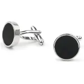 Suitable Manschettknappar Studs Runda Silver Svart
