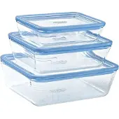 Pyrex Tre-delad transparent matlåda set i blått