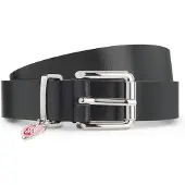 HUGO Italian-leather belt with stacked-logo keeper charm