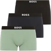 BOSS Three-pack of stretch-cotton trunks with logo waistbands