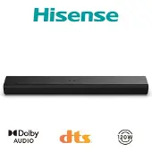 Hisense HS1000, 2.0 kanaler, 120 W, DTS Virtual:X, Dolby Audio, Dolby Digital Plus, Sort, Ledningsført, 100-240 V