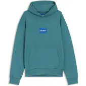 HUGO Cotton-terry hoodie with blue logo