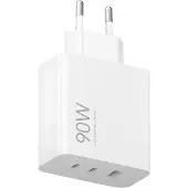 Xiaomi - Strömadapter - 3-port - 90 Watt - 6.1 A - Hypercharge - 3 utdatakontakter (USB, 2 x USB-C) - vit