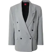 HUGO Relaxed-fit blazer with enamel flower brooch
