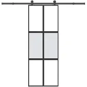 vidaXL Skjutdörr med beslagset härdat glas och aluminium 76x205 cm
