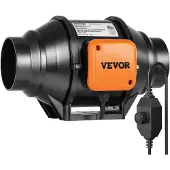 Vevor Inline-kanalfläkt, 102 mm 129,7 CFM med variabel hastighetsregulator, tyst AC-motorventilationsfläkt för kylförstärkare, odlingstält, hydroponik