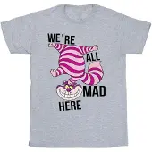 Disney Mens Alice In Wonderland All Mad Here T-Shirt (Sports Grey)