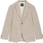 BOSS Regular-fit blazer in checked comfort-stretch fabric
