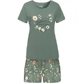 LASCANA Kort pyjamas ljusgul / jade / persika / vit