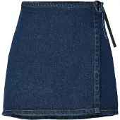 Pieces Flora Wrap Denim Kort Kjol Med Hög Midja