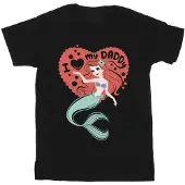Disney Girls The Little Mermaid Love Daddy Cotton T-Shirt (Black)