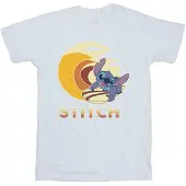 Disney Girls Lilo & Stitch Summer Waves Cotton T-Shirt (White)