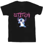 Disney Girls Lilo And Stitch Graffiti Cotton T-Shirt (Black)