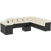 vidaXL Loungegrupp med dynor 12 delar svart konstrotting