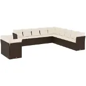 vidaXL Loungegrupp för trädgården 11 delar brun konstrotting