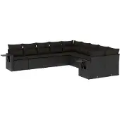 vidaXL 10-Cz. Uteset, Kuddfodral Svart Rotting Pe