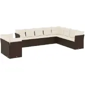 vidaXL Loungegrupp 10 delar med brun dynor konstrotting
