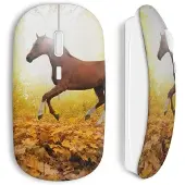 CAPACHEAP Souris Sans Fil Cheval automne feuilles
