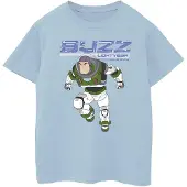 Disney Girls Lightyear Buzz Jump To Action Cotton T-Shirt (Baby Blue)