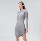 Smart & Joy Asymmetrisk kort klänning i ribbstickad trikå