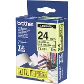 Brother [] TZe-C51 | svart text - neongul märkband | 24mm x 5m (original)